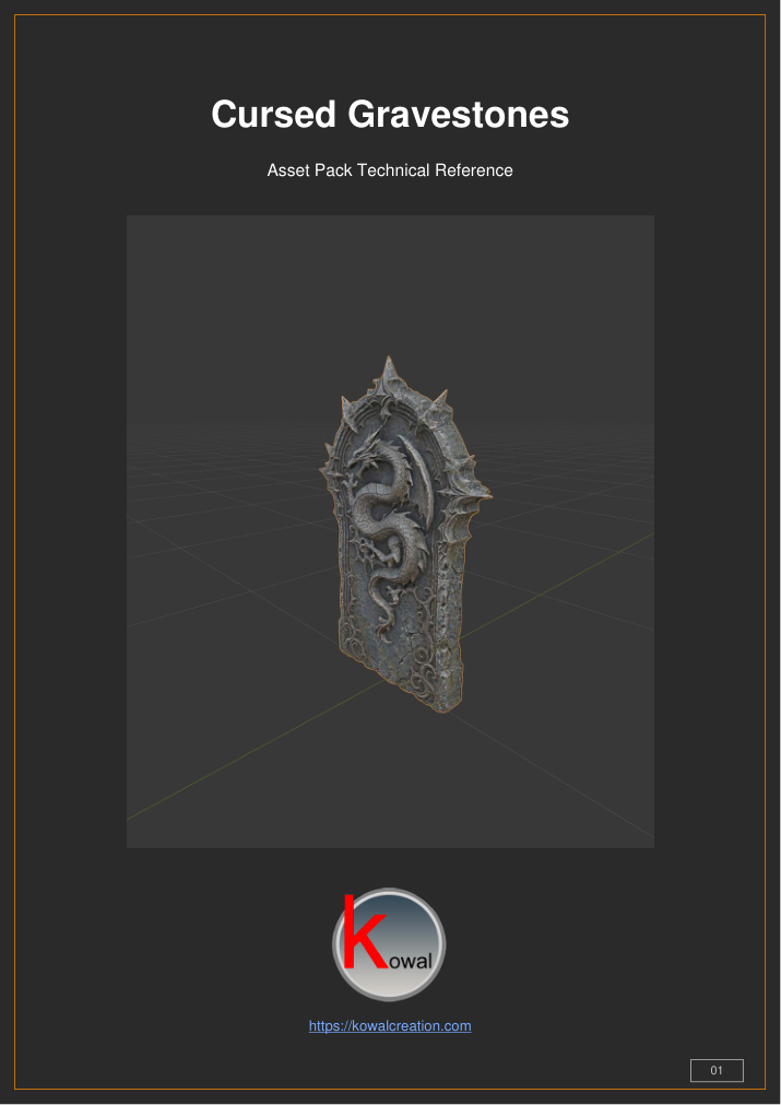 Cursed Gravestones Pack — 10 Game-Ready Cursed Gravestone Models — technical specs preview