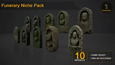Funerary Niches Pack — 10 Game-Ready Funerary Niches Models